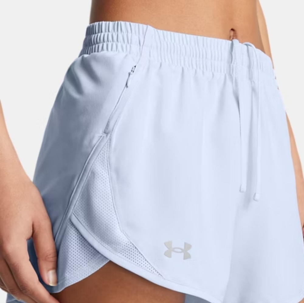 Under Armour Women 3" Fly By Shorts Large Blue Activewear Elastic Pockets NEW